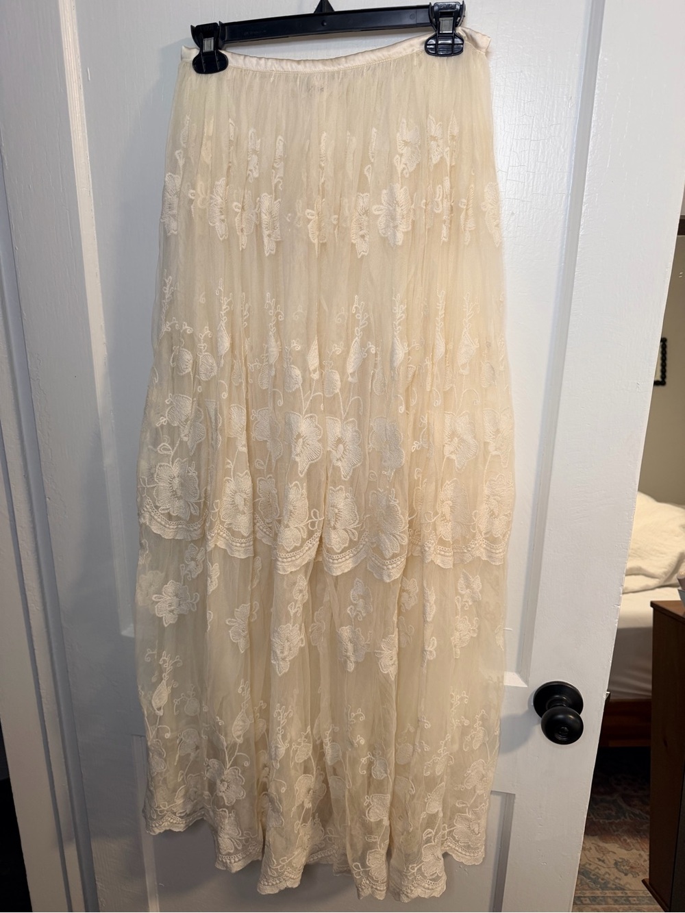 Brenda knight for free people Bohemian Lace Tiered Maxi Skirt in Cream - Picture 2 of 7